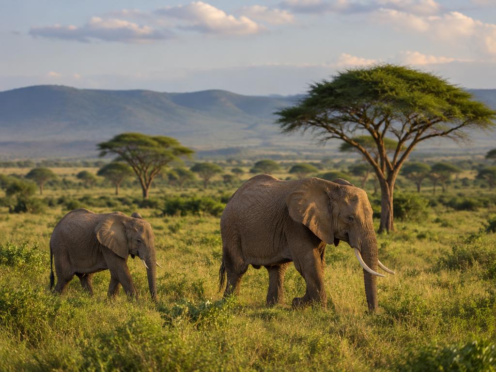 Elephants on a Kenyan savanna safari
